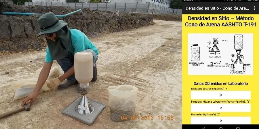 Control de compactación con cono de arena en Antofagasta
